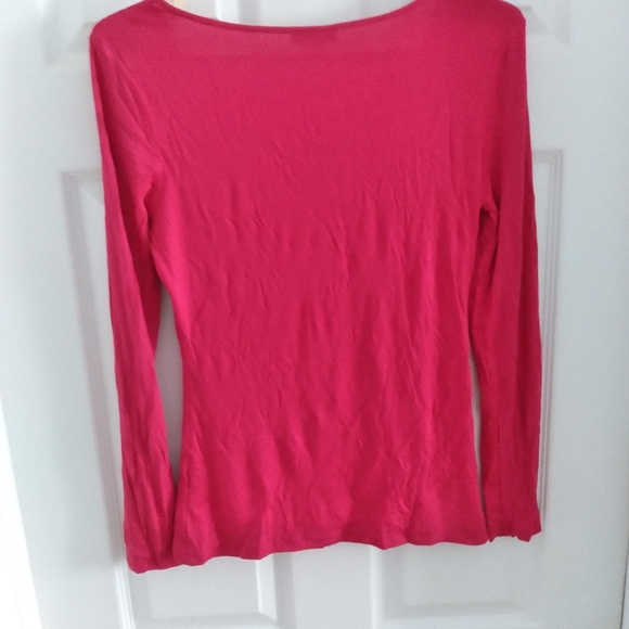 Red long sleeve lace up detail top - Picture 4 of 6